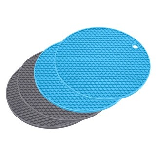 Pcs Silicone Trivet Mat Heat Resistant Pot Holder Hot Pads Dark Grey Blue Bed Bath Beyond